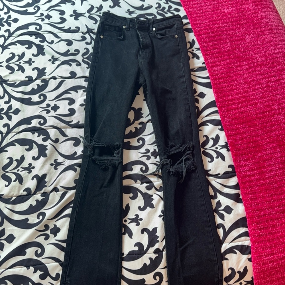 Zara Distressed Black Jeans